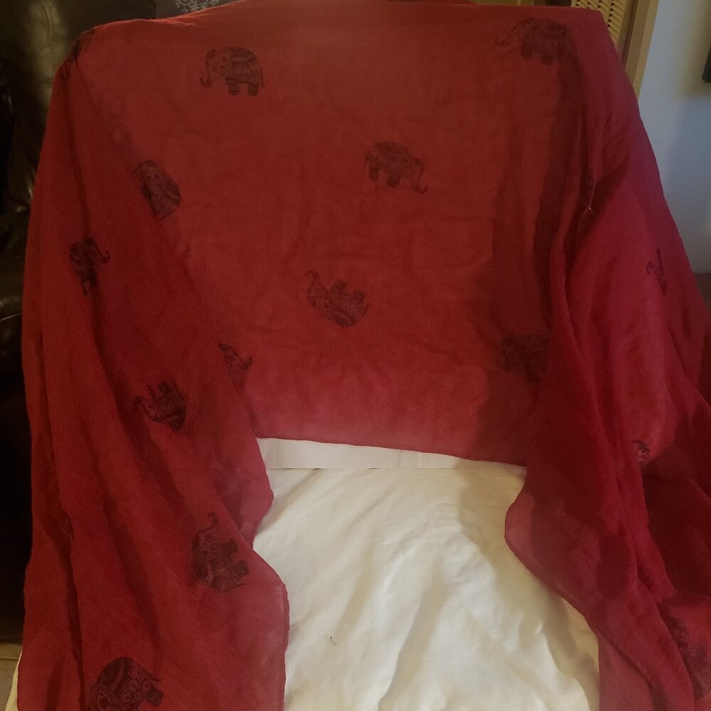 Alabama Burgundy Scarf with Black Elephants